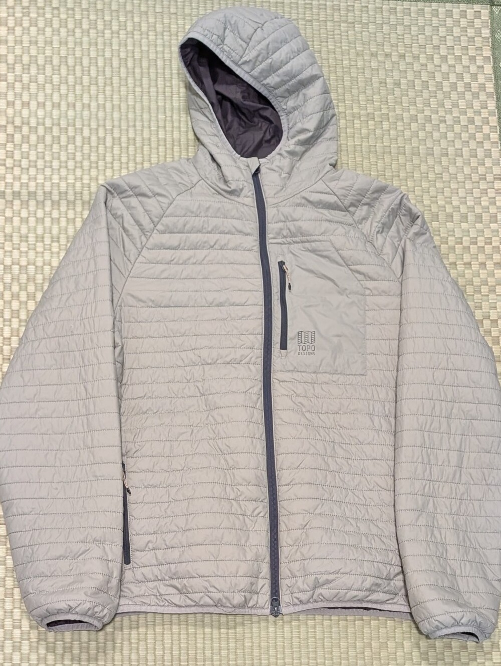Topo Designs Global Full Zip Puffer Hooded Jacket Gray Men's Size Large